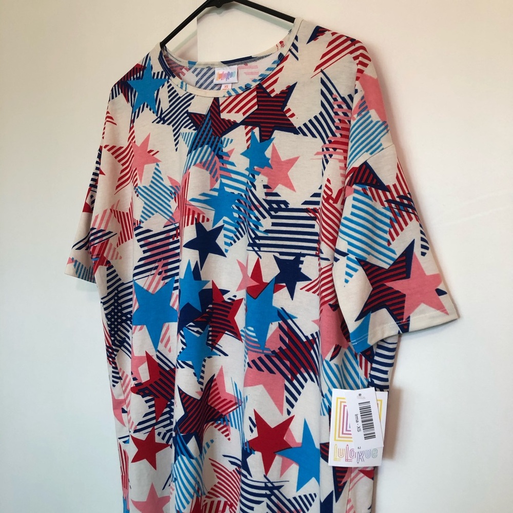 Lularoe Irma Stars and Stripes patriotic tunic